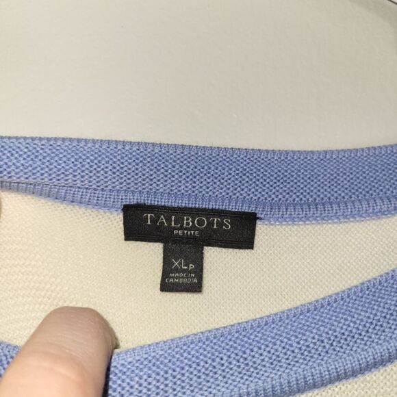 Talbots Blue Button Striped Sweater XLP XL Petite - Picture 4 of 9
